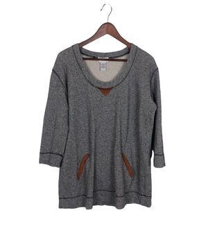 Soft Surroundings Gray Sweater Tunic Kangaroo Pockets Women's Size Medium